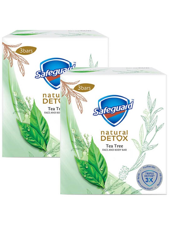 Safeguard Detox Face and Body Bar Soap Tea Tree 2Pack (3 x 108g) edamama